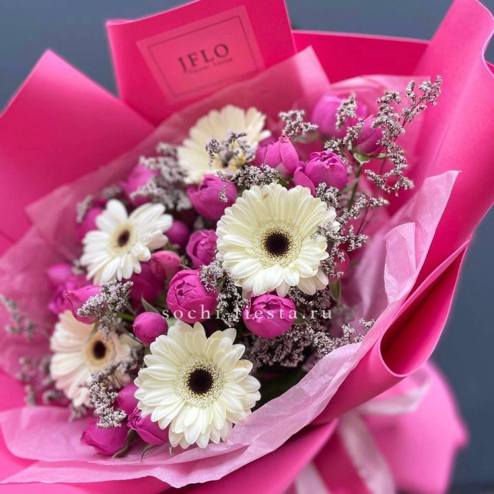 Букет гербер и мисти бабблс  в Перми