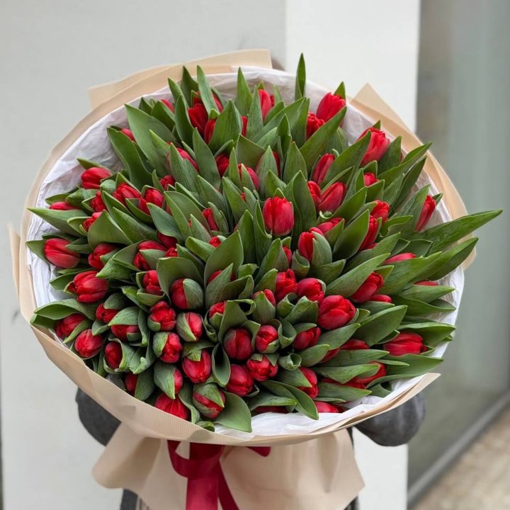 101 красный тюльпан в Перми