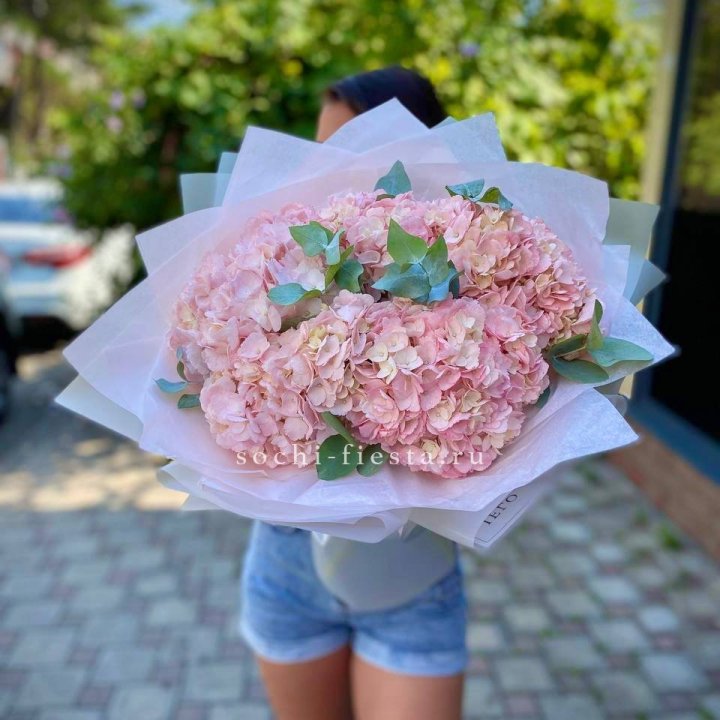 5 розовых гортензий  в Перми