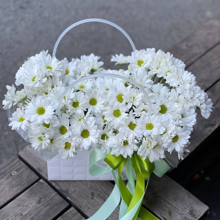 Сумка с хризантемами ромашками в Перми