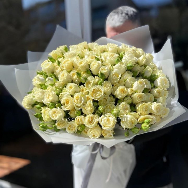 Белые кустовые розы 31 шт в Перми