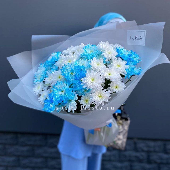 Букет хризантем "Голубая снежинка" в Перми