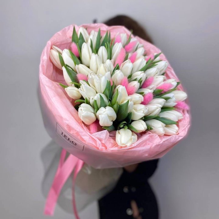 51 белый тюльпан "Рози" в Перми