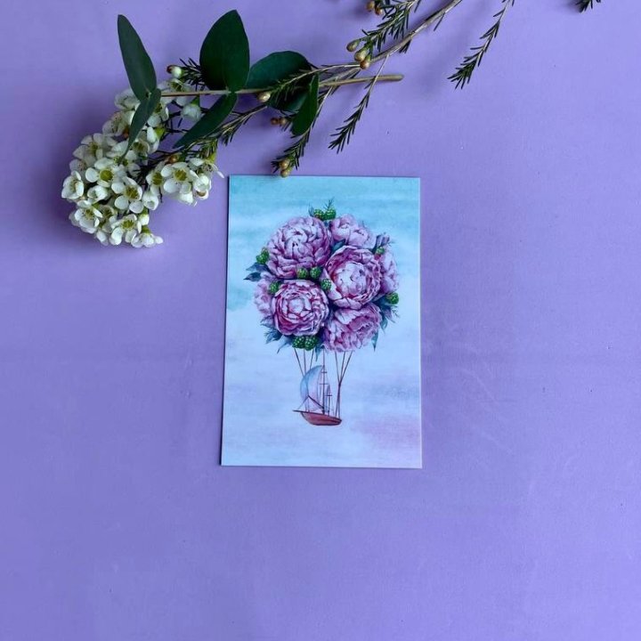 Открытка к букету "Пион" в Перми