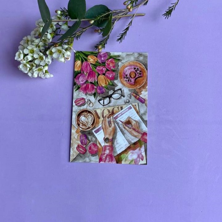 Открытка к букету "Леди на работе" в Перми