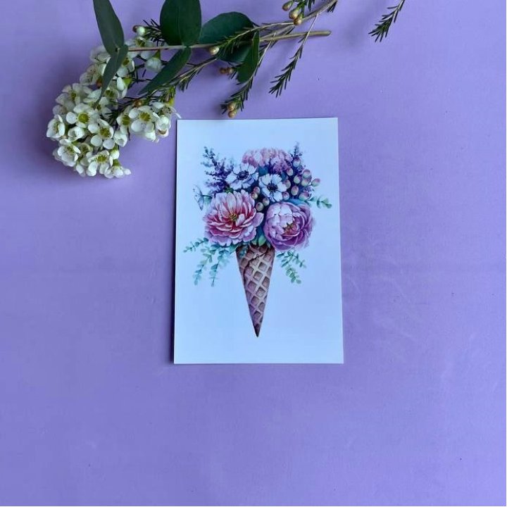 Открытка к букету "Цветочно-кремовый" в Перми