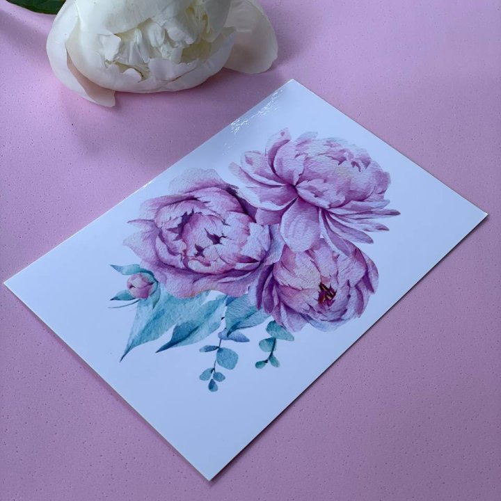 Открытка к букету "Пионы" в Перми