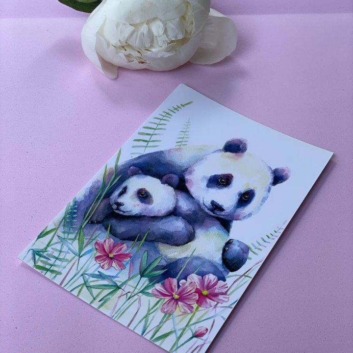 Открытка к букету "Объятие Панды" в Перми