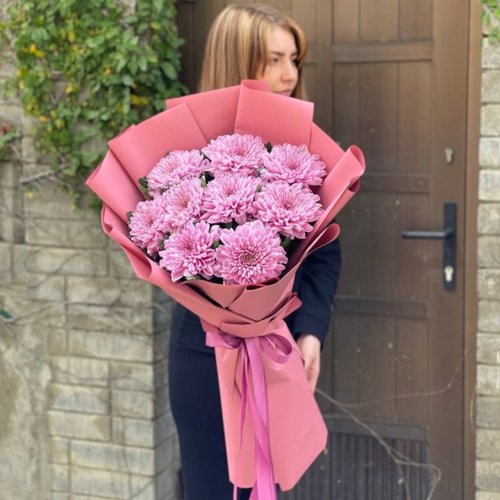 Букет хризантем розовый в Перми