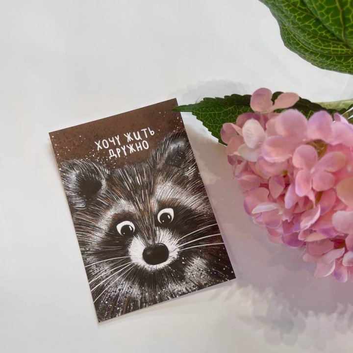 Открытка к букету "Енотик" в Перми