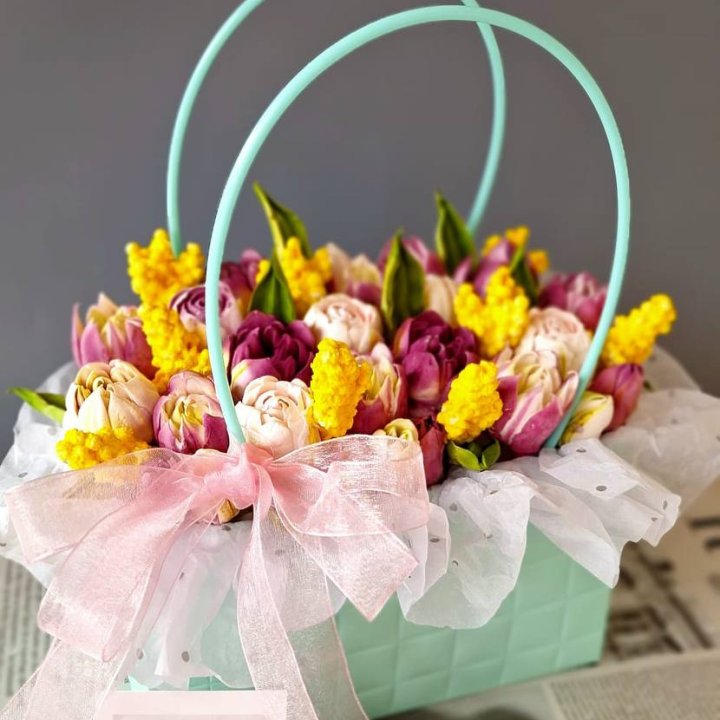 Тюльпаны в сумочке из зефира в Перми