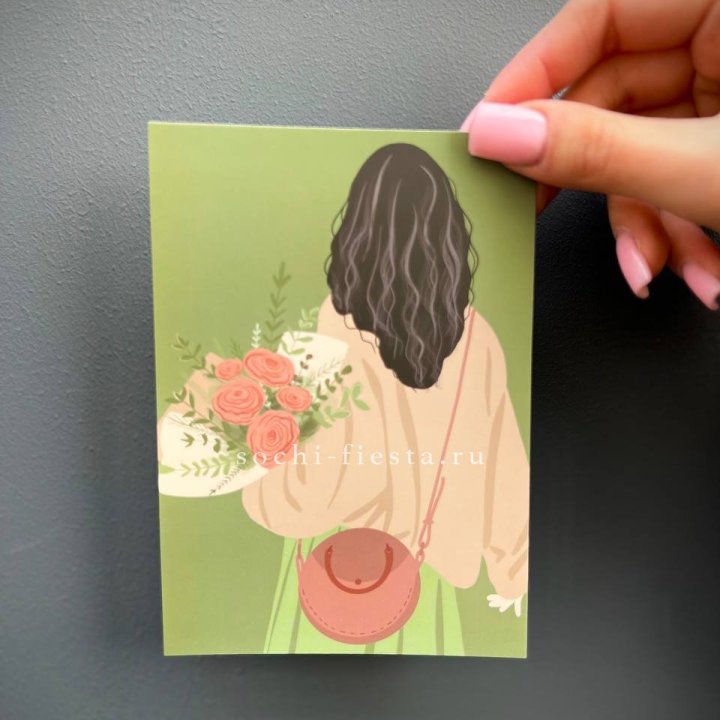 Открытка к букету "Потрясающая девушка" в Перми