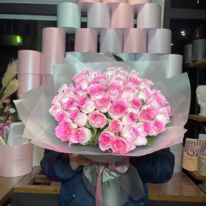  51 розовых роз в Перми